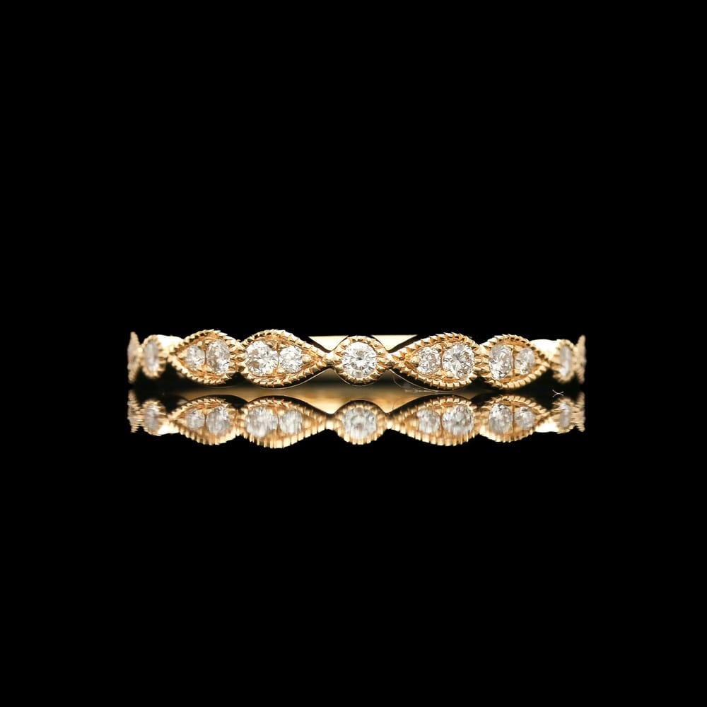 007-001830_1WGjClIAL 14k Yellow Gold 0.17 ctw Diamond Milgrain Edge Band, 1.6 grams, sz 6.75
