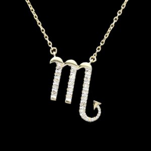 14k yellow gold 0.09 ctw diamond scorpio pendant necklace