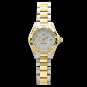tag heuer aquaracer date quartz 27mm two tone diamond watch wbd1422.bb0321, new with box